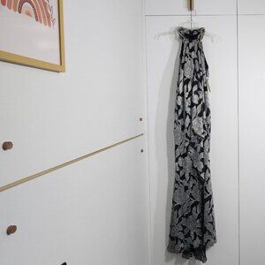 Ignite Evenings New York Silver Beaded Halter Top Maxi Dress Size 6